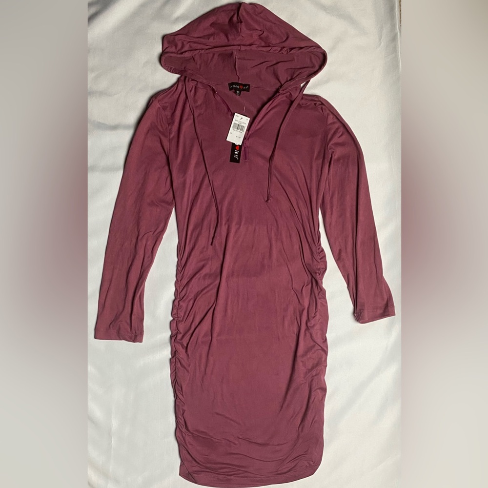 Side Scrunch Hoodie Dress
